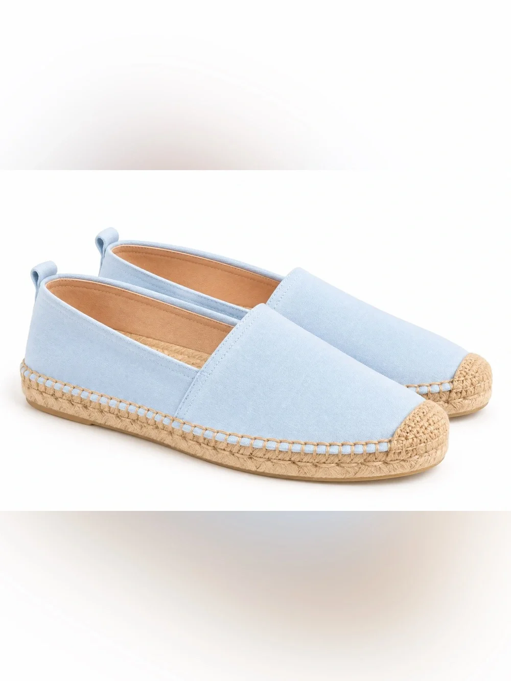 J.Crew NWOT Light Blue Canvas Espadrille Flats Made in Spain Size 7